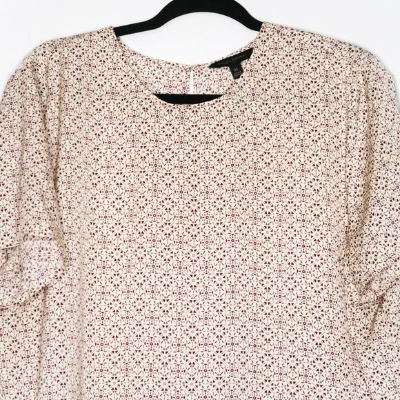 Banana Republic Womens Blouse Size XL Cream Geometric Office Career Classic Top - Picture 5 of 9